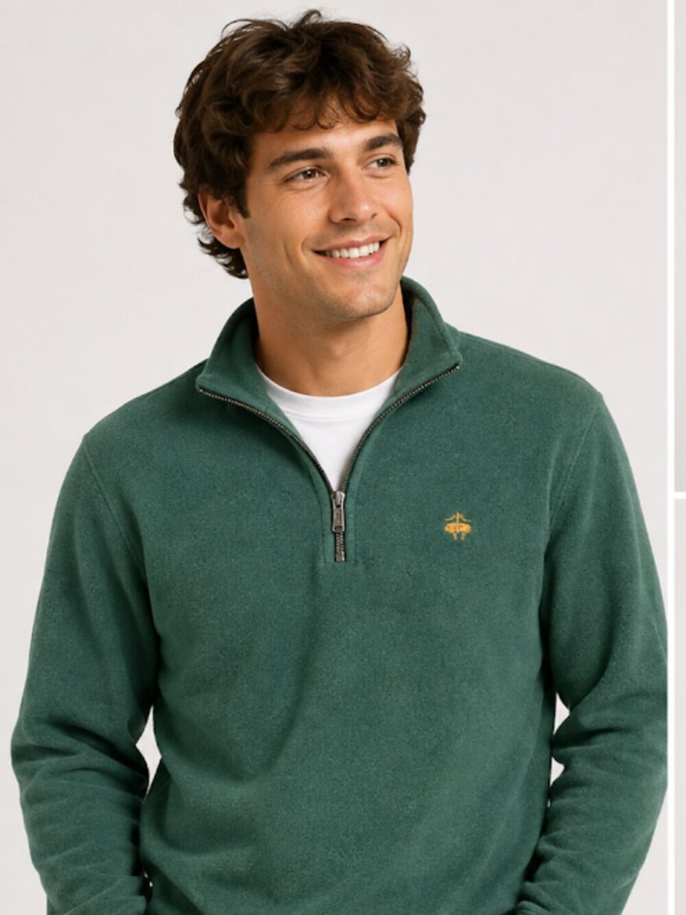 Vintage Brooks Brothers Golden Fleece Green Quarter-Zip Pullover Sweater - Men's